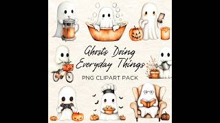 Ghosts Doing Everyday Things Clipart  Ghost Images  Illustrations with Transparent Background [upl. by Adnana191]