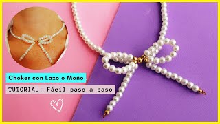 💖 Collar Choker de Perlas con Lazo 🎀 Moño  Tutorial Fácil Paso a Paso chokernecklace [upl. by Livingstone181]