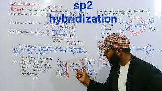 sp2 hybridization  Explaintion of ethene according to sp2 hybridization  11th class chemistrych6 [upl. by Cecilius]