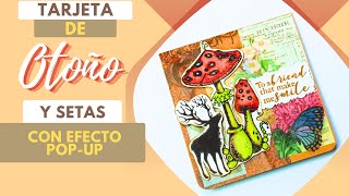 Tarjeta de otoño con reno y setas Cómo crear un efecto pop up mágico [upl. by Henleigh717]