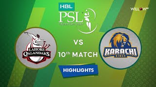 Highlights 10th Match Lahore Qalandars vs Karachi Kings  10th Match  LQ vs KK [upl. by Vasilek]