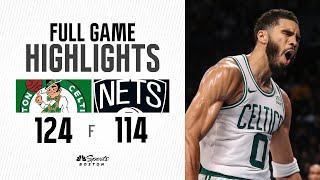 FULL GAME HIGHLIGHTS Celtics improve to 50 with 124114 win over Brooklyn Nets [upl. by Ymac66]