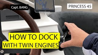 How to dock with twin engines  Princess 45  Kaptein Bang  Båtliv [upl. by Ecirahs]