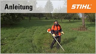 MähtechnikTipp die Grundtechnik beim Mähen mit einer STIHL Motorsense [upl. by Ydok]