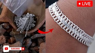 This is the process of making a silver bracelet🔥🔨🔨 silver gold viral video jewellry jewellry [upl. by Clim]