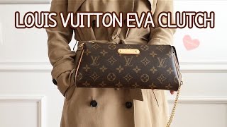 Louis Vuitton Eva Clutch Monogram Review  What Fits Inside [upl. by Herod]