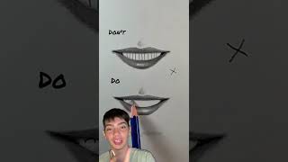 Como desenhar o sorriso perfeito 😁 Faça traços simples e sombreamento certo [upl. by Nnailuj780]