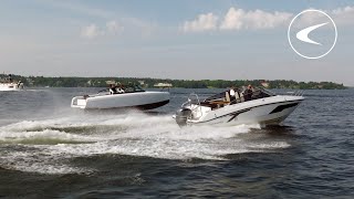 Hydrofoil boat vs planing boat in waves  Candela C8 [upl. by Matuag423]