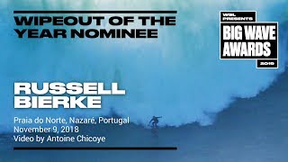 Russell Bierke at Nazaré  2019 Wipeout Nominee  WSL Big Wave Awards [upl. by Ahsiyt51]