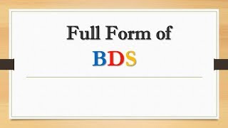 Full Form of BDS  Did You Know [upl. by Ahsaek]