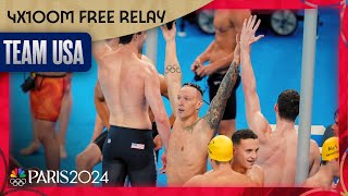 Caeleb Dressel 4x100m free relay win Team USAs FIRST Paris gold  Paris Olympics  NBC Sports [upl. by Reniti]