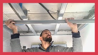 ✅ Cómo MONTAR un techo de PLADUR en un BAÑO  paso a paso Plancha HIDROFUGA ▶︎ DRYWALL [upl. by Lisbeth]