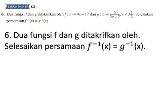 Latihan Intensif 13 No 6  Bab 1 Fungsi  13 Fungsi Songsang  Add Maths Form 4  Tingkatan 4 [upl. by Nynnahs91]