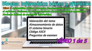 Informática básica y ofimática Tema 1 Informática básica Administrativos y Auxiliares del Estado [upl. by Otilegna522]