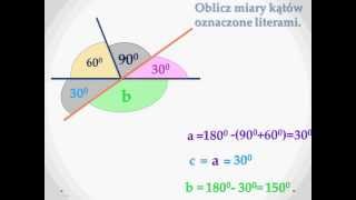 Obliczanie miar kątów przyległych i wierzchołkowych  przykład [upl. by Kiona]