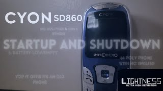 Cyon LG SD860 Startup and shutdown  Battery lowempty [upl. by Graehme]