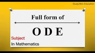 ODE ka full form  Full form of ODE in English  Subject  in Mathematics [upl. by Munroe]