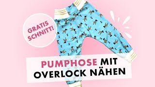 Babyhose aus Jersey an der Overlock nähen  mit gratis Schnitt [upl. by Naeroled]