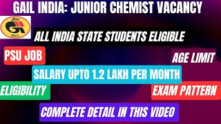 GAIL india recruitment for MSc Chemistry 🔥🔥 [upl. by Lebisor]