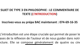 Sujet de Type 3 en PHILOSOPHIE  L’INTRODUCTION qui passe partout [upl. by Eltsirhc]