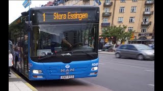 Sweden Stockholm ride with bus No 1 from Fridhemsplan to Stora Essingen [upl. by Arramahs]