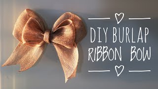 DIY BURLAP BOW  EASY BOW TUTORIAL [upl. by Staw]