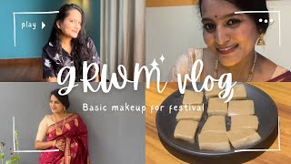 GRWM for ದೀಪಾವಳಿ  Festival Make up look  Traditional look  ಹಾಲ್ಬಾಯಿ ಮಾಡೋದು ತುಂಬಾ ಕಷ್ಟ [upl. by Luce]