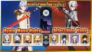 New Spiral Abyss 52 Floor 12  C0 Ayato Xilonen and C0 Arlecchino  9 Stars [upl. by Bortman]