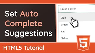 How to set autocomplete suggestions with quotdatalistquot  HTML Tutorial [upl. by Nordin]