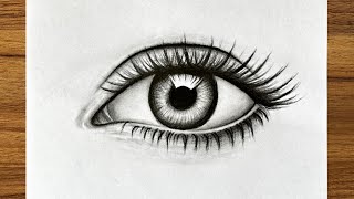 How to draw a realistic drawing  Easiest eye drawing tutorial  Easy drawings step by step [upl. by Hochman]