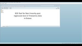 Performing BDS test to check for nonlinearity in timeseries regression in Eviews [upl. by Kilar]