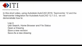 TCAA  Demo of Teamcenter Integration for Autodesk AutoCAD [upl. by Desberg907]