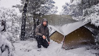 WINTER CAMPING In SNOW  Snowstorm  Heavy Rain [upl. by Kaleb534]