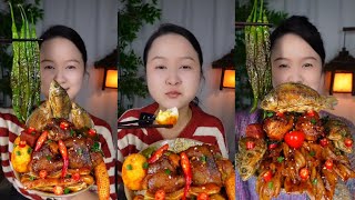 EATING SPICY Food  Chicken Fish Squid And Pork Belly  ASMR MUKBANG [upl. by Vivia]