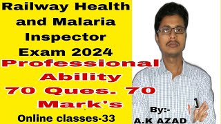 Railway Health and malaria Inspector online exam 2024online classes Class33 [upl. by Nnalorac]