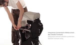 VAUDE  Integrated Sun Cover amp Weather Protection  Shuttle Child Carrier DEEN [upl. by Yecats]