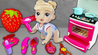 Satisfying ASMR Unboxing Strawberry Make Up Beauty Toy Collection review  Deluxe Kitchen PlaySet [upl. by Macdonald]