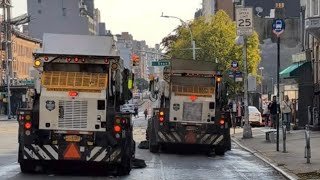 NYC sanitation department street sweeper afternoon New York City Brooklyn location marathon 2023 [upl. by Ardiedak]