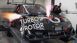 Turbo 4 Rotor RX7 SCREAMS on the Dyno  Mazzei Formula [upl. by Kudva]