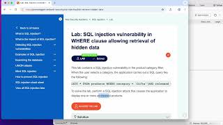 3웹취약점실습 WHERE절을 이용 SQL injection vulnerability in WHERE clause allowing retrieval of hidden data [upl. by Buonomo]