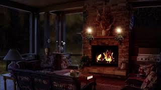 Cosy Fireplace on a Rainy night  Rain amp Fireplace Ambience for Relaxation amp Sleep [upl. by Lantz]