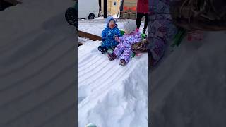 funny video 🤣🤣😂 snow snowslide funny baby cute winter [upl. by Mattland]