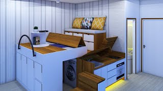 TINY APARTMENT 188sqft  175sqm MICRO APARTMENT TOUR   SPACE SAVING IDEAS  NEVER THINK TOO SMALL [upl. by Blackwell]