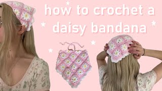 Crochet Daisy Bandana Tutorial  How To Crochet a Bandana [upl. by Haidebej]