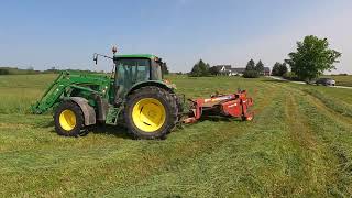 John Deere 6125M Mowing 2023 First Cut Hay [upl. by Asiilanna]