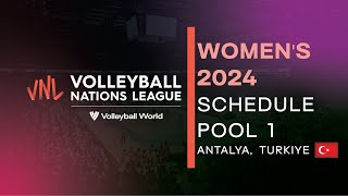 2024 FIVB Womens Volleyball Nations League  Week  1 Schedule Pool 1 [upl. by Ahsimit]