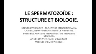 La spermatozoïde  structure et biologie une très bonne explication pour la première année médecine [upl. by Sprung66]