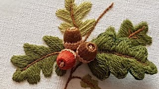 Stumpwork Acorn 3D Embroidery [upl. by Hoj]