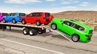 Flatbed Truck Mcqueen  Transportation with Truck  Pothole vs Car 184  BeamNGDrive [upl. by Brennan755]