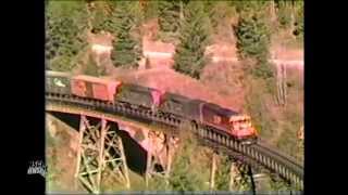 Rare View Of Loud SP Kodachrome Crossing Salt Creek Trestle Cascades Oct 1986 [upl. by Aneele]